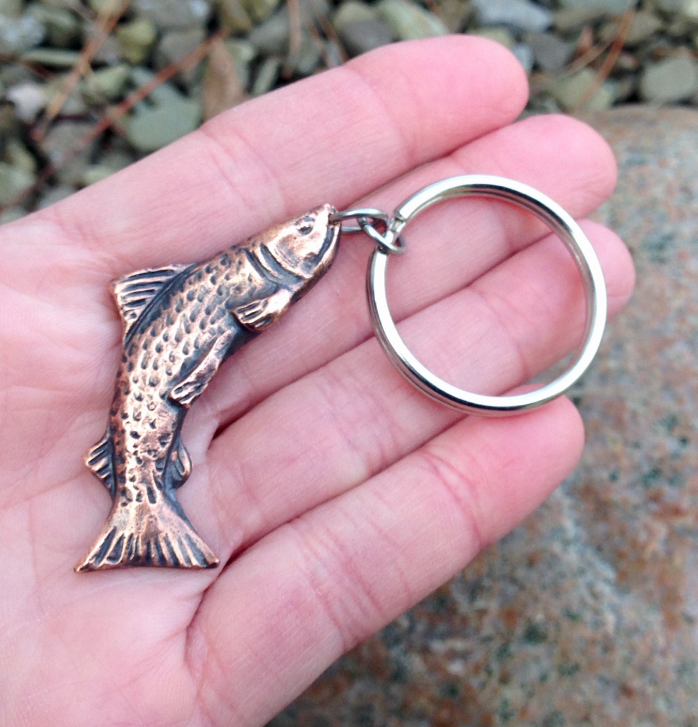 Copper Trout Key Chain, Fly Fishing Gift, Trout Key Ring
