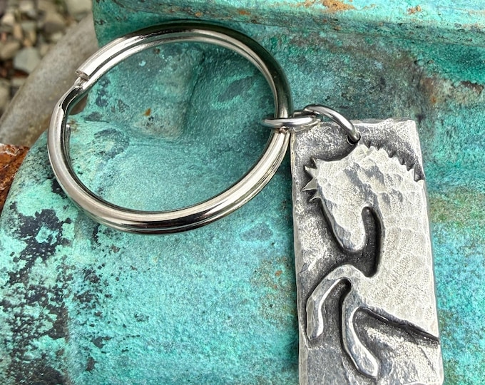 Handmade Pewter Rearing Horse Keychain
