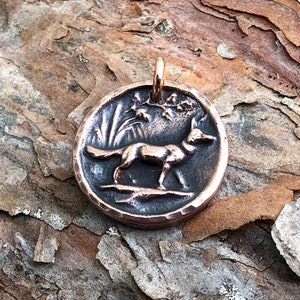 Copper Fox Pendant, Woodland Pendant, Rustic Jewelry, Spirit Animal, Handmade, Recycled