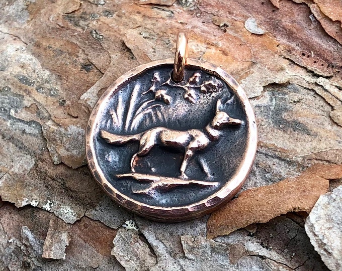 Copper Fox Pendant, Woodland Pendant, Rustic Jewelry