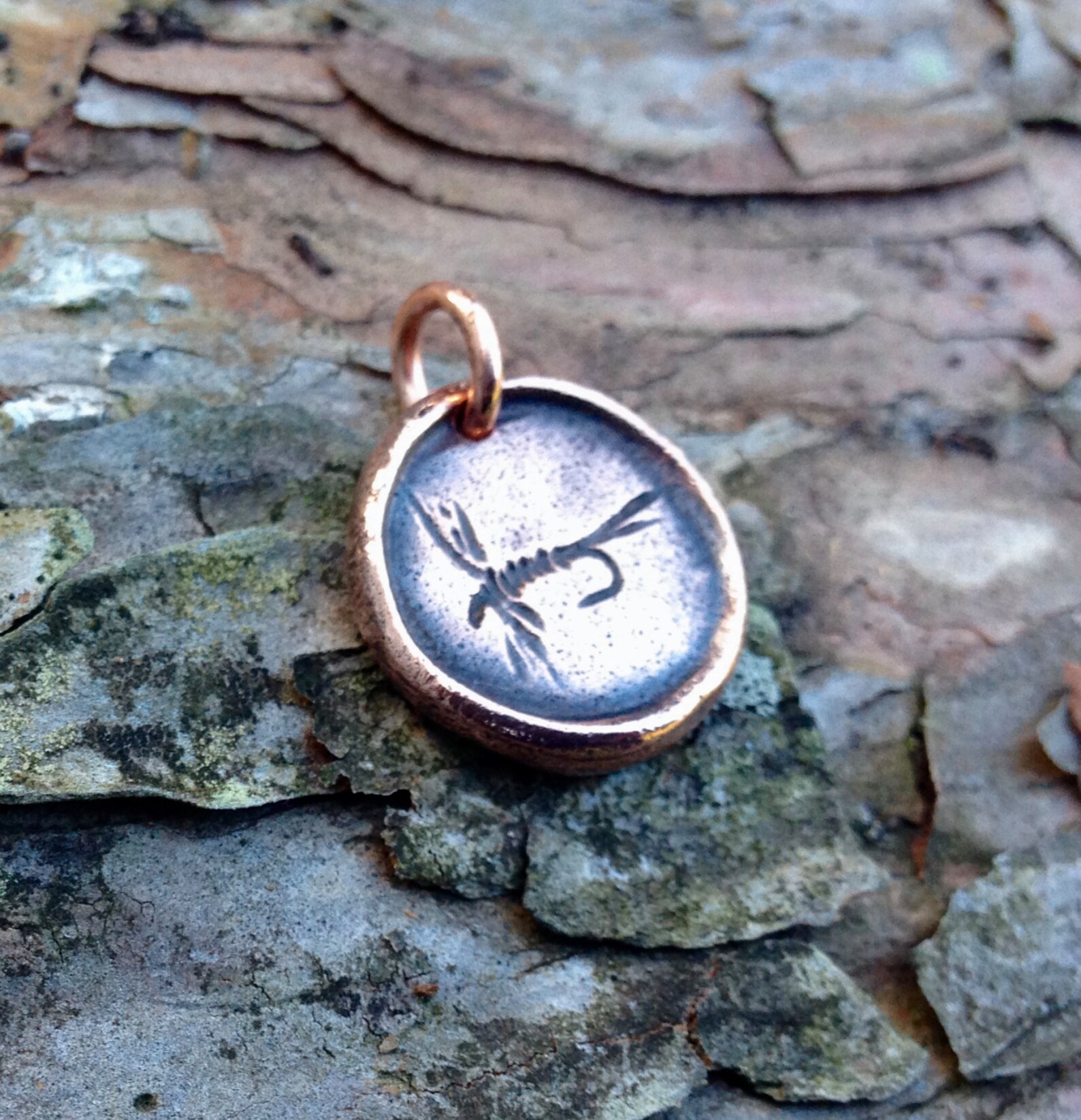 Copper Fly Fishing Pendant Mayfly Wax Seal Fishing Charm Etsy