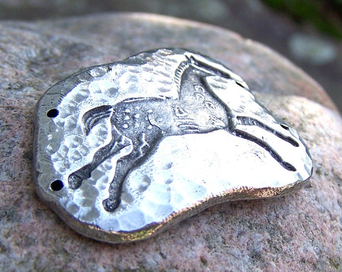 Spirit Horse Bracelet Link, Hammered Horse Connector, Bracelet Focal, Native American Pony