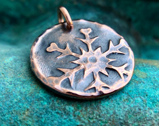 Copper Falling Snowflake Pendant