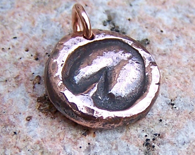 Copper Barefoot Horse Hoofprint Pendant, Handmade Rustic Jewelry