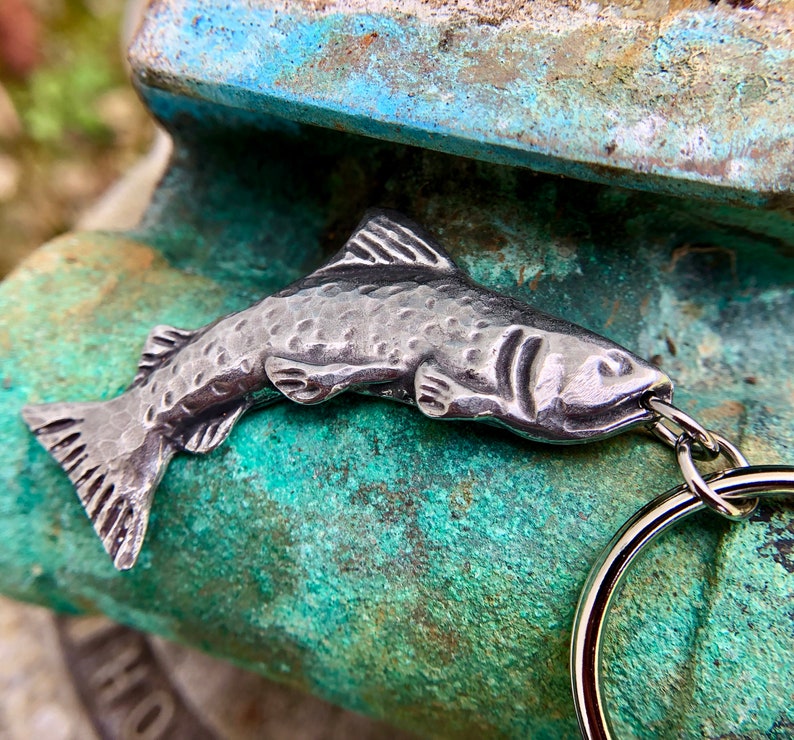 Trout Keychain Handcast Pewter Fish Fisherman Gift Fly Etsy