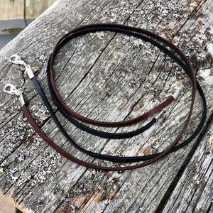 Deerskin Lace Necklace, narrow flat leather lace with silver plated lobster clasp, 1/8 inch wide Brown or Black, you choose color, length image 6