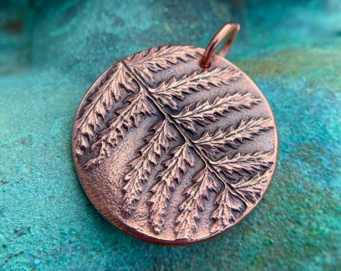 Copper Fern Pendant, Botanical Focal