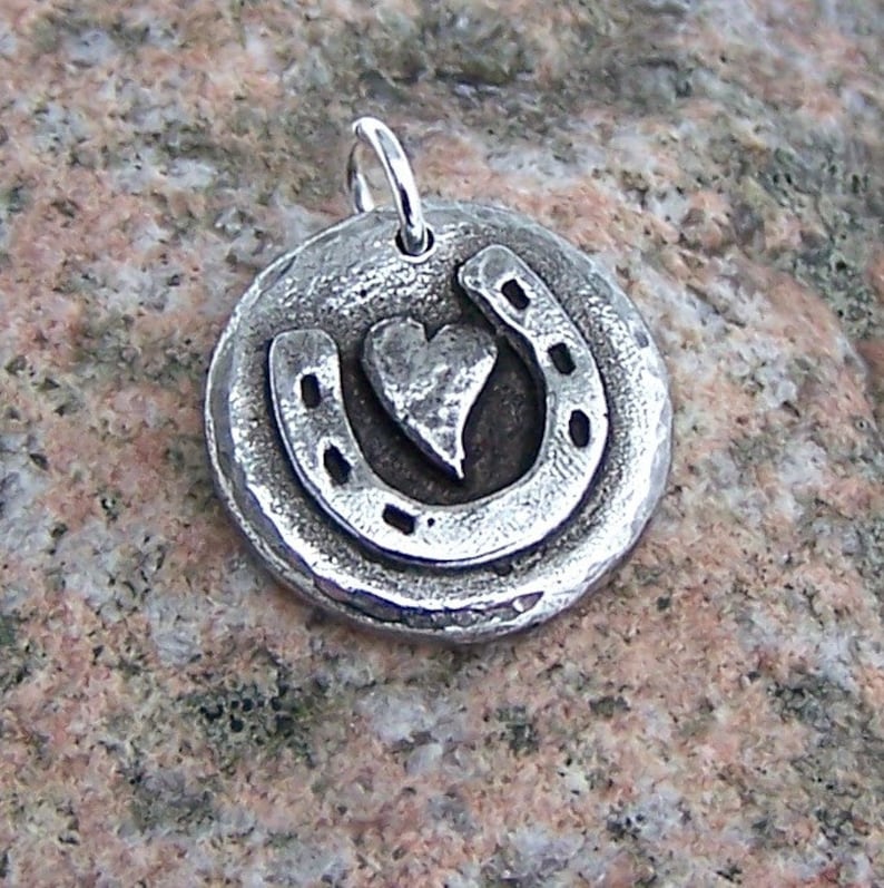 Horse Shoe Heart Pendant Horseshoe Charm Rustic Jewelry Etsy
