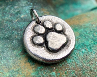 Paw Print Pendant, Rustic Pet Lover Gift