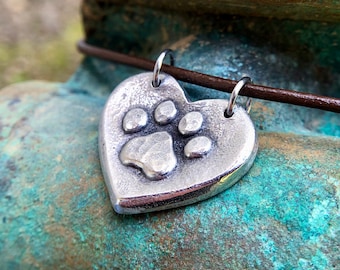 Paw Print on my Heart Necklace