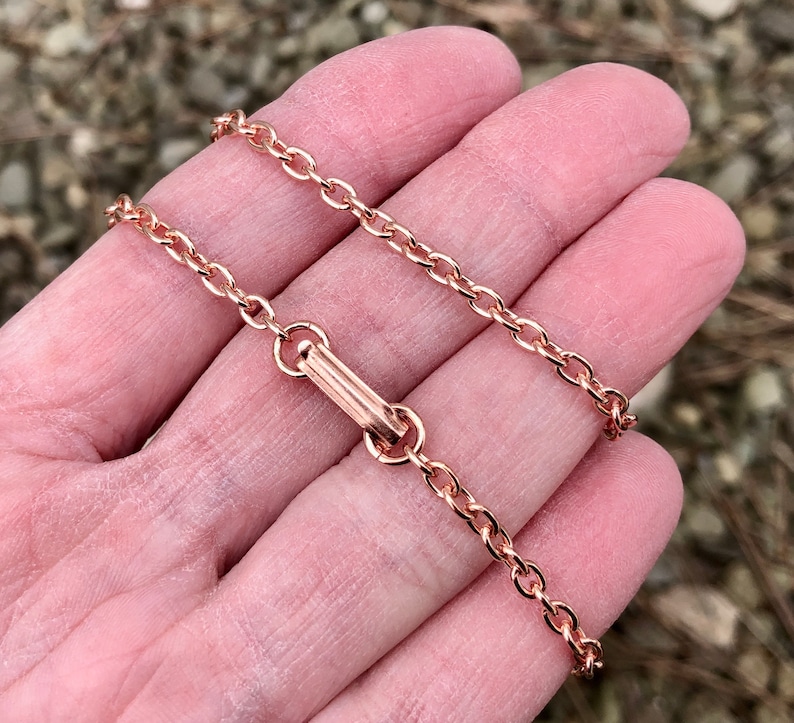 Copper Oval Cable Chain Necklace, 3.1 mm, soldered links, fold over copper clasp, raw, unfinished, you choose length image 5