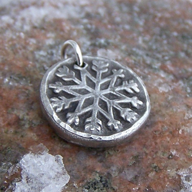 Snowflake Pendant Snowflake Charm Rustic Jewelry Winter - Etsy