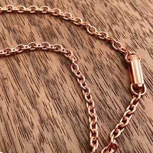 Copper Oval Cable Chain Necklace, 3.1 mm, soldered links, fold over copper clasp, raw, unfinished, you choose length image 1