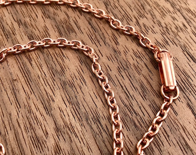 Copper Oval Cable Chain Necklace, 3.1 mm, soldered links, fold over copper clasp