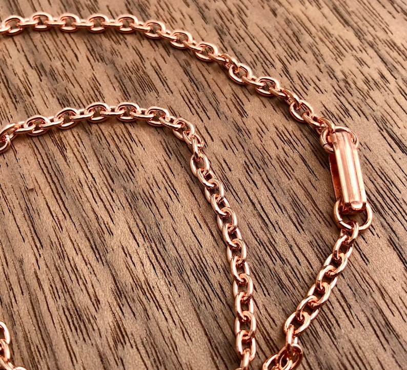 Copper Oval Cable Chain Necklace, 3.1 mm, soldered links, fold over copper clasp, raw, unfinished, you choose length image 1