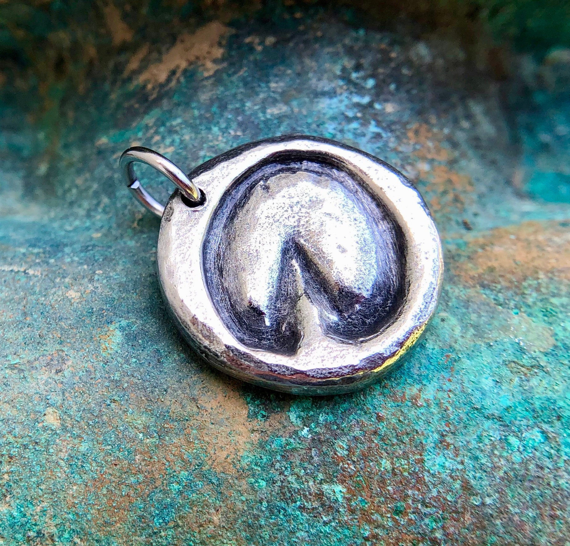 Barefoot Hoofprint Pendant, Horse Hoof Print Charm
