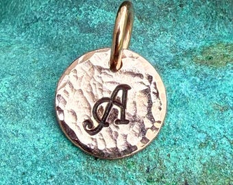 Personalized Copper Tag Charms, 1/2 inch, Hand Stamped Letter, Custom Initial