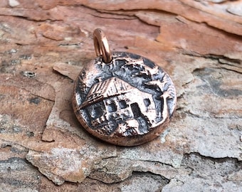 Copper Cabin Pendant, House in the Pines Charm