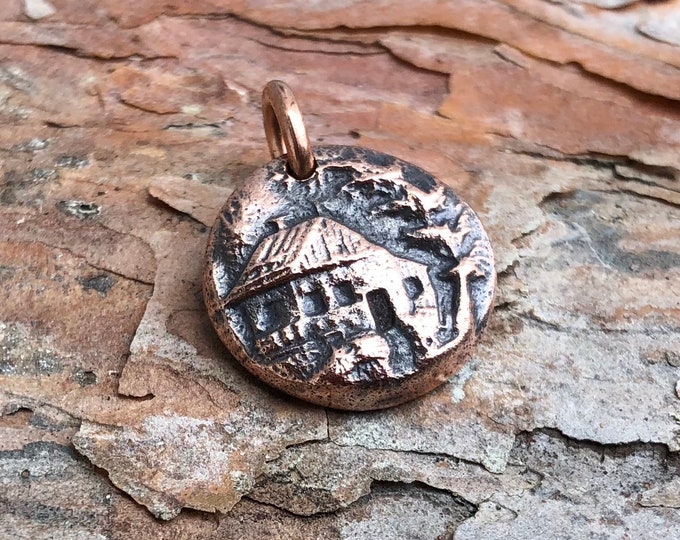 Copper Cabin Pendant, House in the Pines Charm