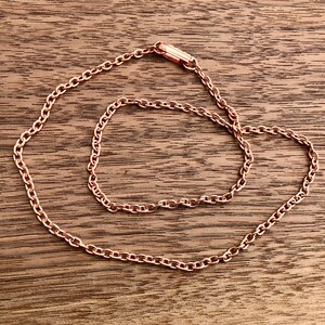 Copper Oval Cable Chain Necklace, 3.1 mm, soldered links, fold over copper clasp, raw, unfinished, you choose length image 2