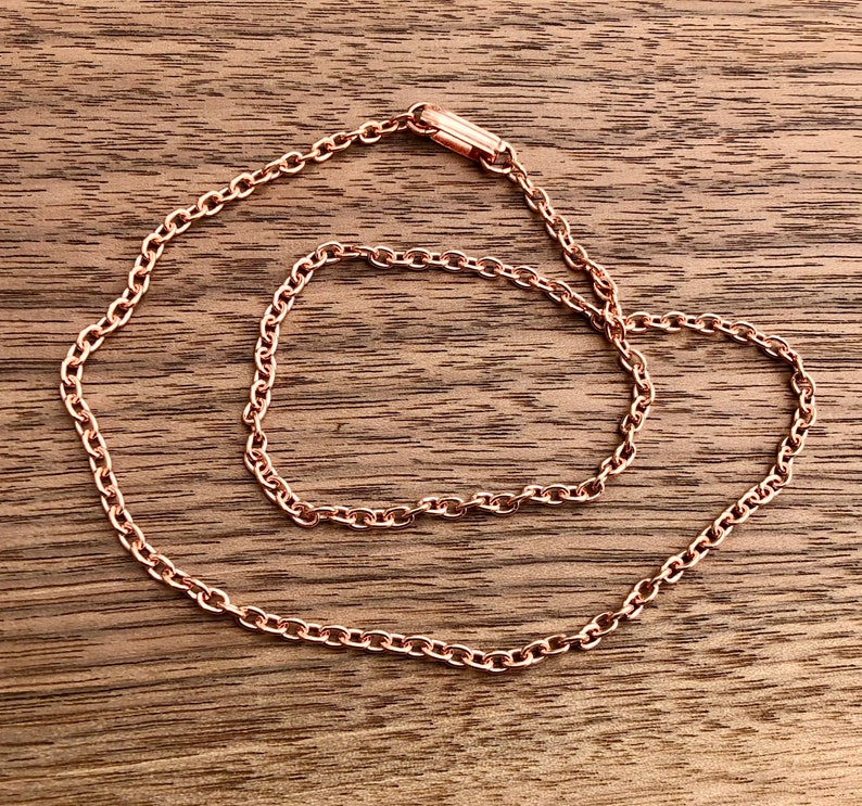 Copper Oval Cable Chain Necklace, 3.1 mm, soldered links, fold over copper clasp, raw, unfinished, you choose length image 2