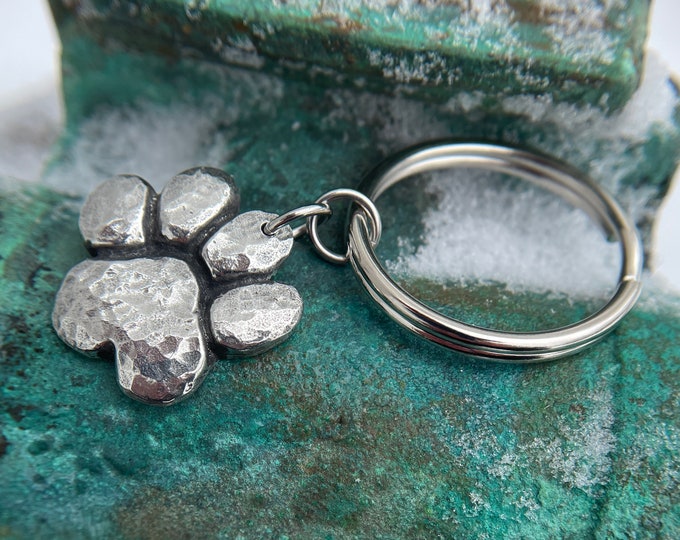 Chunky Paw Print Keychain, Pet Lover Key Ring