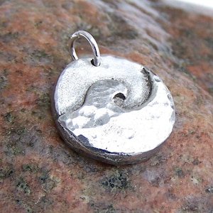Little Ocean Wave Pendant, Wave Charm, Rustic Jewelry, Surf, Hammered ...