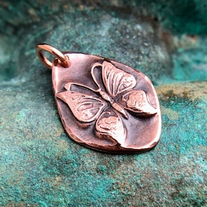 Copper Butterfly Pendant, Gift for Her, Summer Jewelry