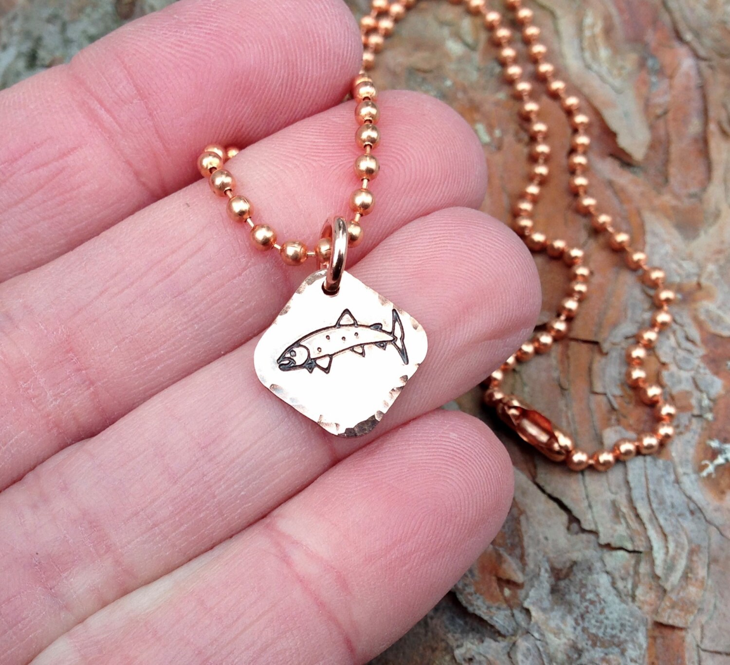 Copper Trout Charm or Necklace Trout Charm Hammered Copper Etsy