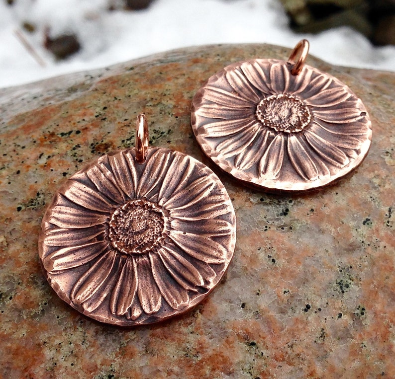 Copper Daisy Pendant Wildflower Jewelry Botanical Focal Etsy