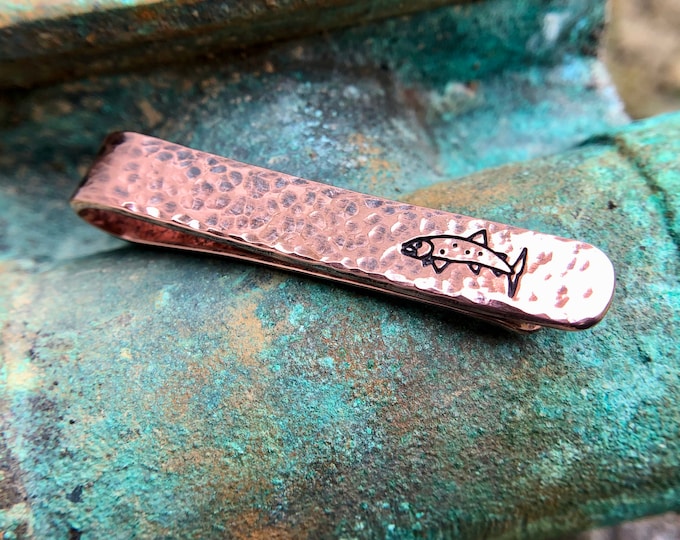 Copper Trout Tie Bar, Fish Necktie Clip