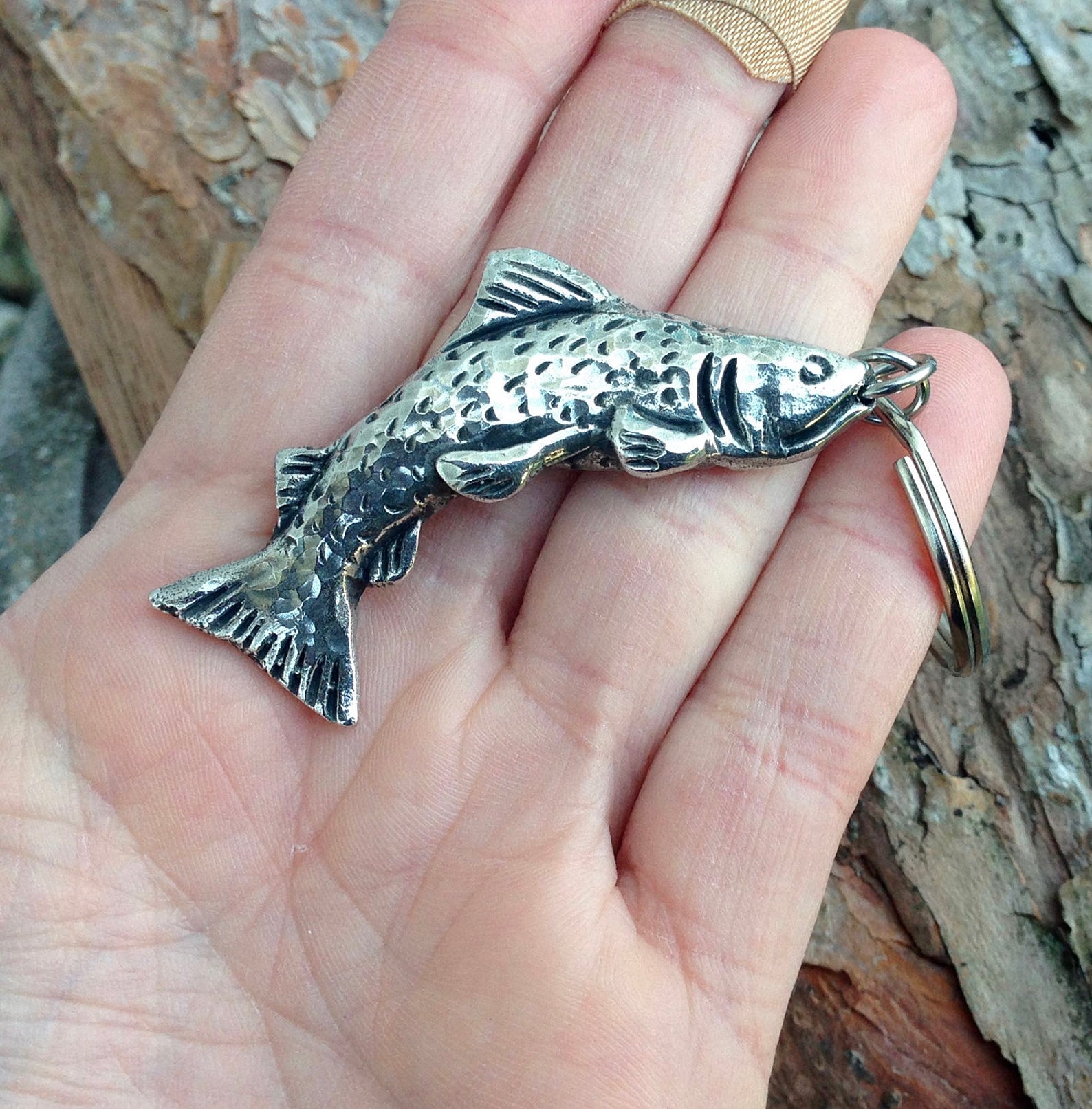 Trout Keychain Handcast Pewter Fish Fisherman Gift Fly Etsy