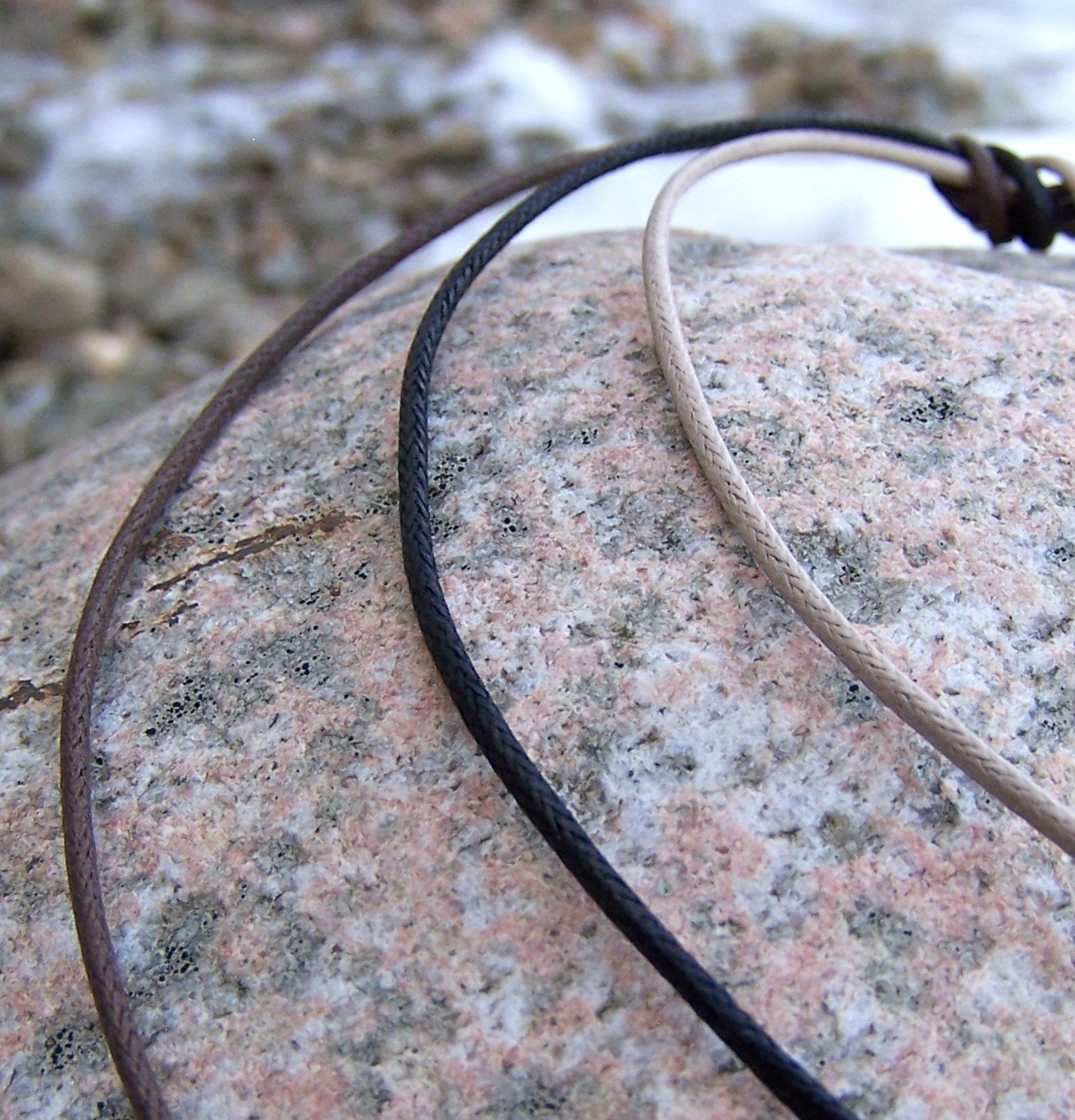 Cotton Cord Necklace 2mm, Your Choice of Color and Length, Silver