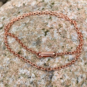 Copper Oval Cable Chain Necklace, 3.1 mm, soldered links, fold over copper clasp, raw, unfinished, you choose length image 4
