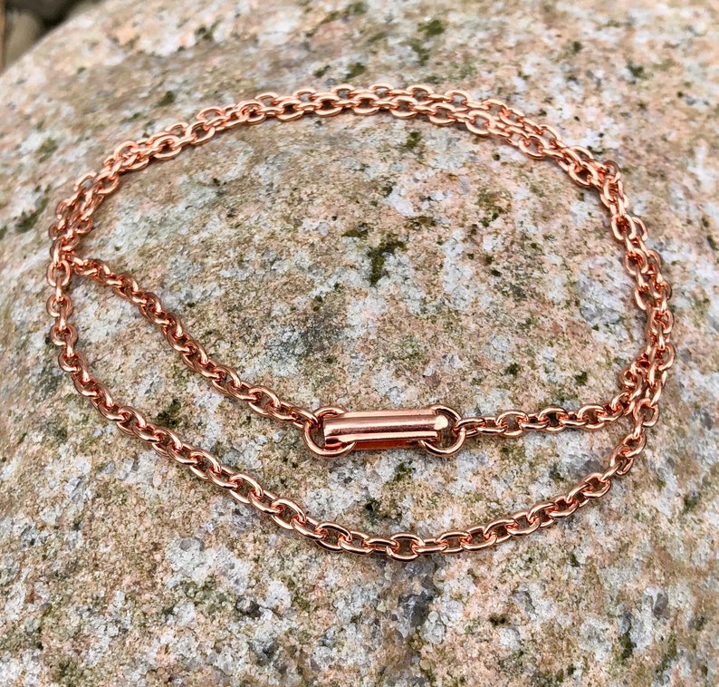 Copper Oval Cable Chain Necklace, 3.1 mm, soldered links, fold over copper clasp, raw, unfinished, you choose length image 4