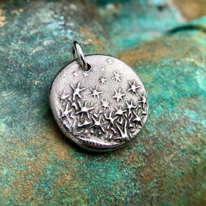 Dancing Stars Pendant, Star Charm, Rustic Jewelry, Celestial Pendant, Night Sky Pendant, Galaxy Charm, Hand Cast Pewter