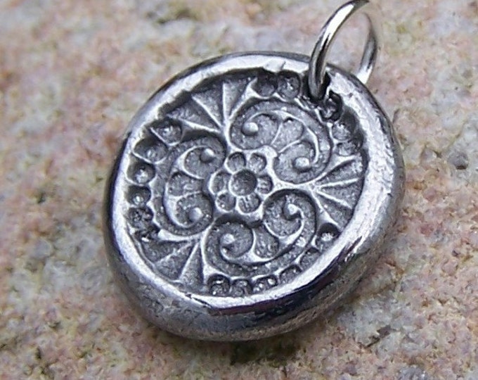 Tiny Flower Garden Pendant, Mandala Charm