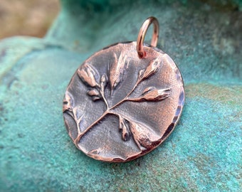 Copper Wildflower Pendant, Rustic Handmade Flower Jewelry