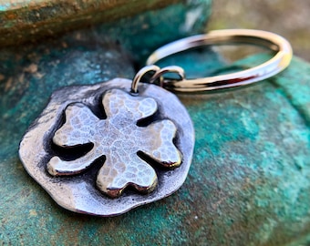 Four Leaf Clover Keychain, Lucky Handmade Key Ring