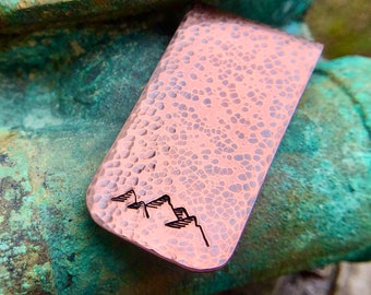 Mountain Copper Money Clip, Hand Hammered, Hand Stamped