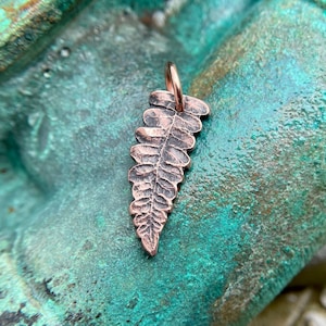 Copper Fern Leaf Pendant, Rustic Botanical Pendant, Forest Folage, Woodland Plant Jewelry