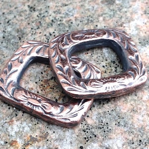 Floral Copper Connector, Rustic Bracelet Link, Rustic Jewelry Finding, One Connector, Pendant, Handmade Component