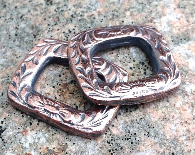 Floral Copper Connector, Rustic Bracelet Link