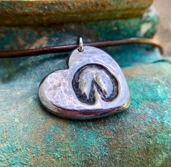 Hoof Print on Heart Necklace, Horse Lover Pendant