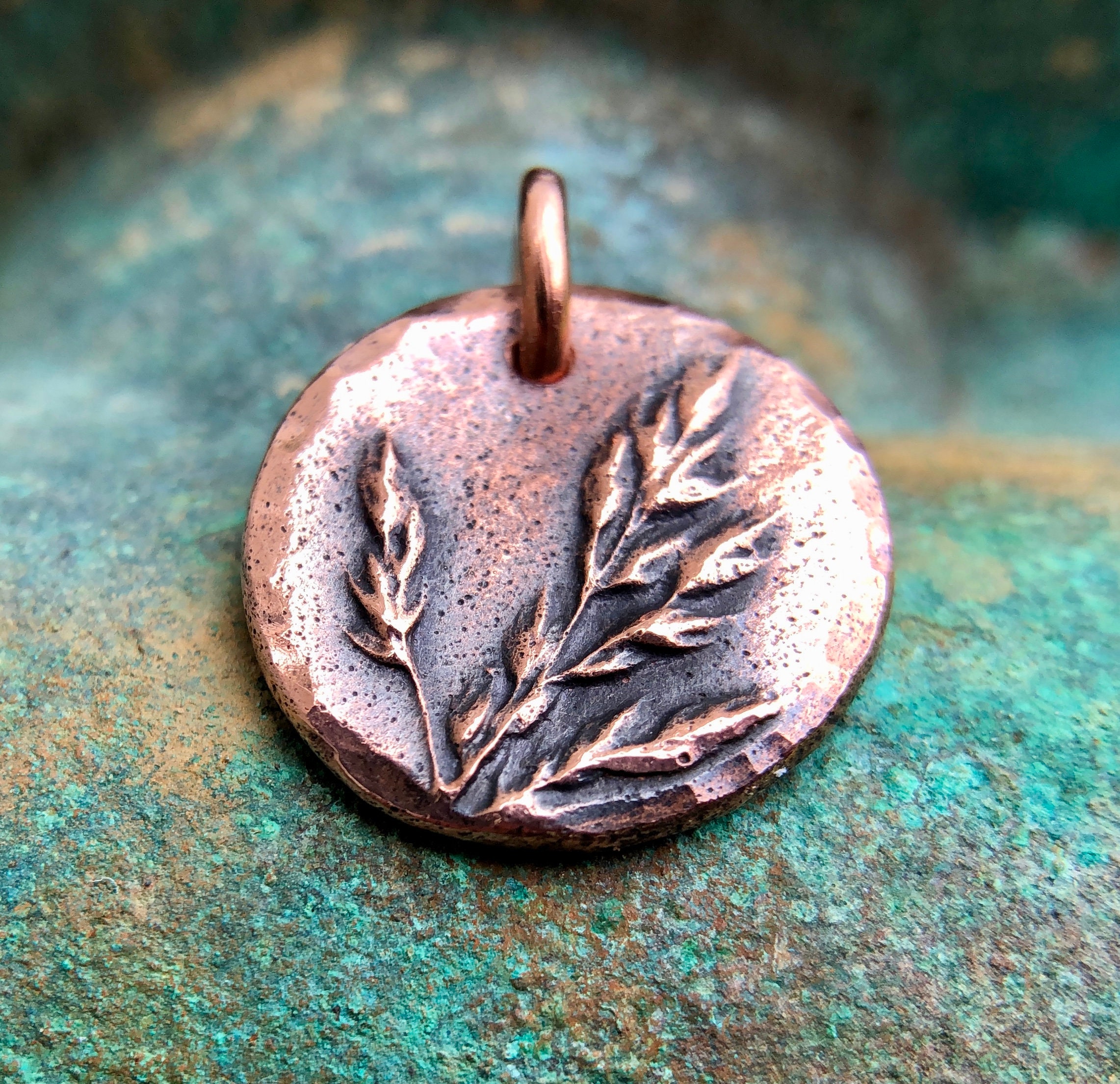 Copper Meadow Pendant, Botanical Grassland Charm