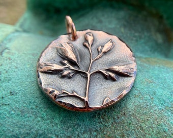 Copper Wildflower Pendant, Rustic Handmade Flower Jewelry