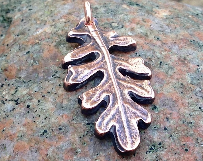 Copper Leaf Pendant, Handmade Botanical Jewelry