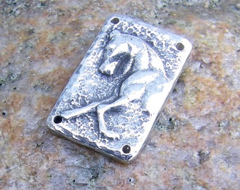 Sculptural Horse Bracelet Link, Rustic Horse Jewelry, Hand Cast Pewter Connector, Handmade Jewelry Component, Jewelry Supply