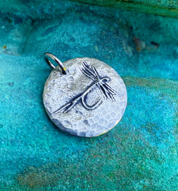 Larger Pewter Mayfly Pendant Fly Fishing Pendant Handmade Rustic Fisherman Gift Etsy