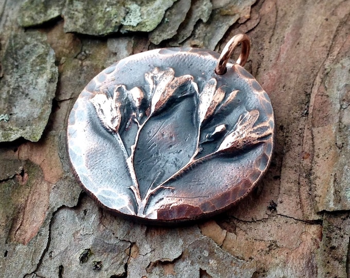 Copper Wildflower Pendant, BoHo Copper Jewelry, Botanical Focal